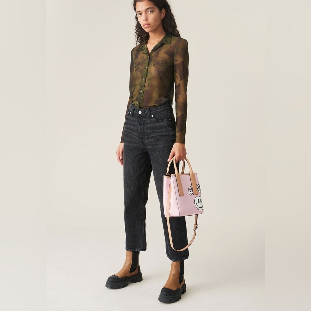 $285! GANNI Coated Canvas Small Tote Bag NEW - Picture 3 of 4